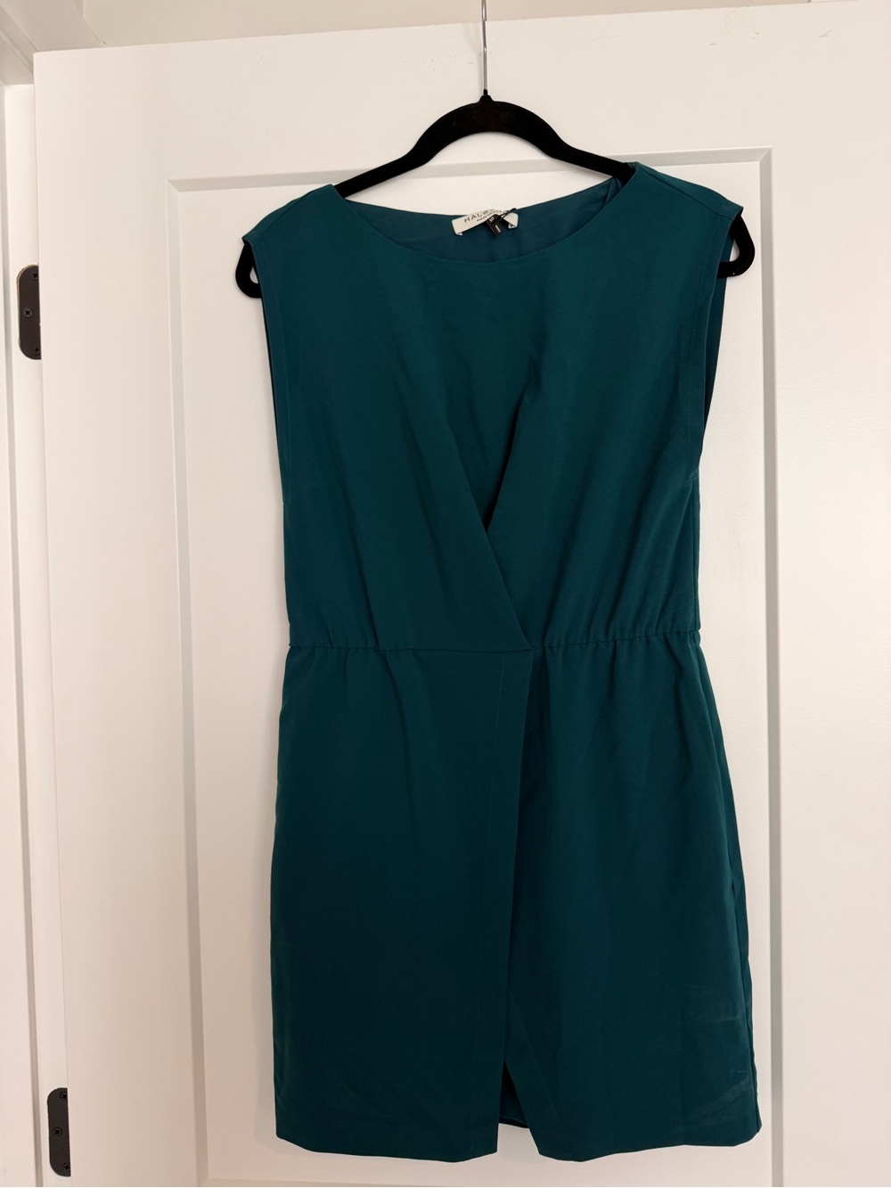 Halston Heritage Teal Sleeveless Wrap-Front Dress